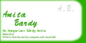 anita bardy business card